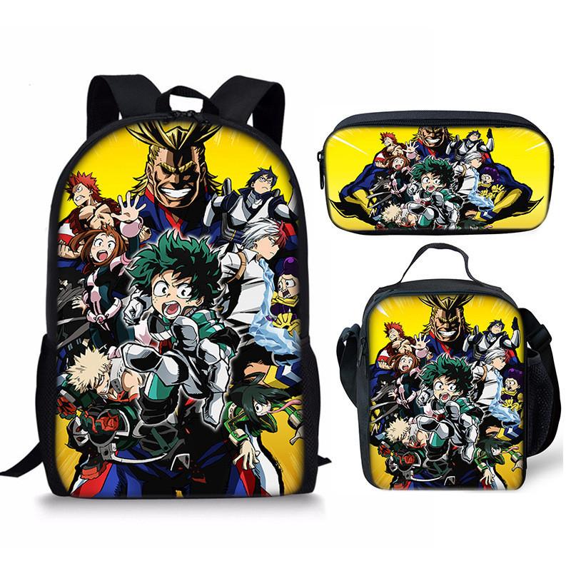 My Hero Academia Schülerrucksack mit Polyesterfutter und Anime-Cartoon-Design für Teenager