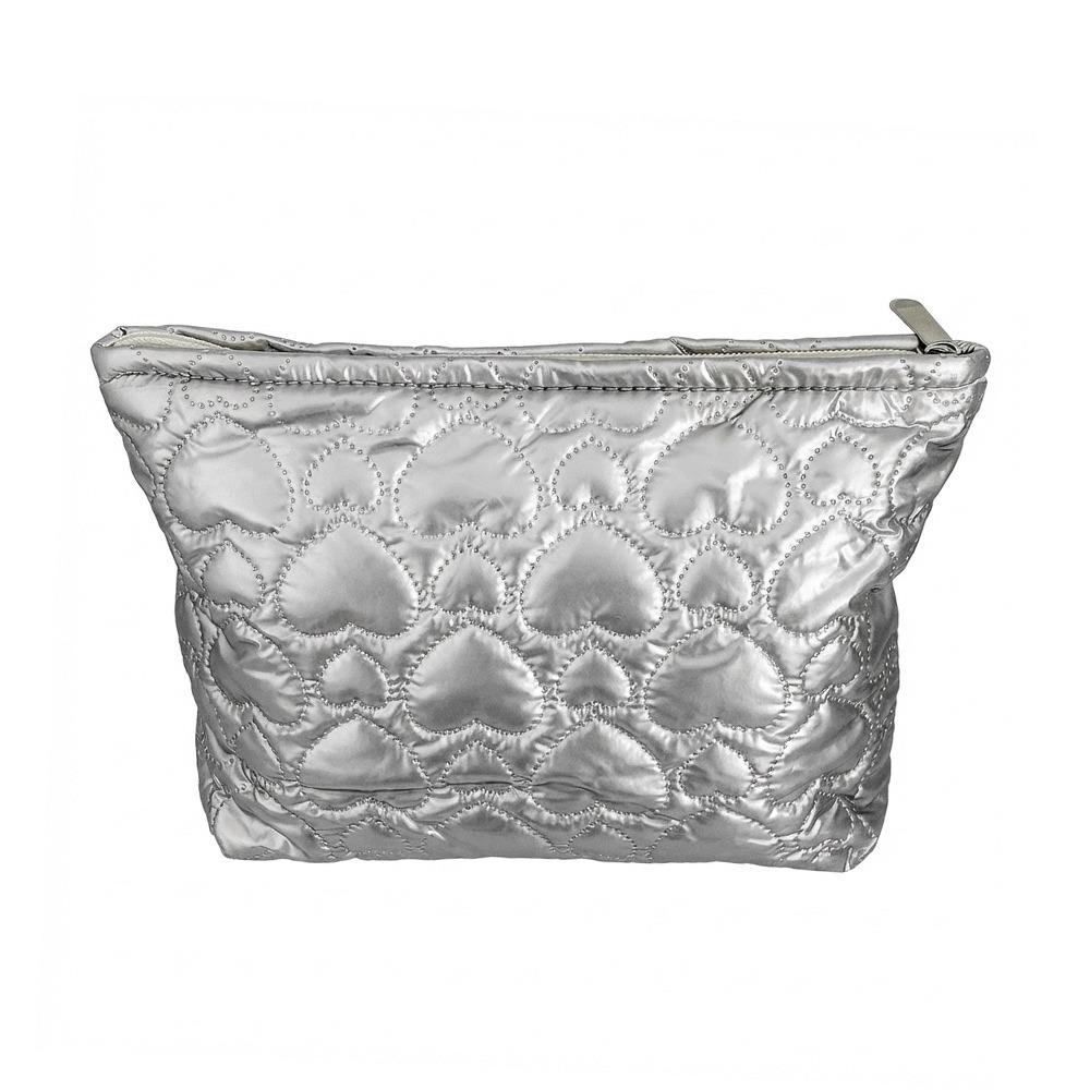 

Love Printed Quilted Cosmetic Bag Multifunctional Large Capacity Skincare Products Pouch Waterproof Makeup Lipstick Storage Bag серебряный