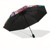 Day of the Dead Sugar Skull Stained Wall Art DecorUmbrella, Portable 3-Fold Compact Umbrella for Men & Women Gift