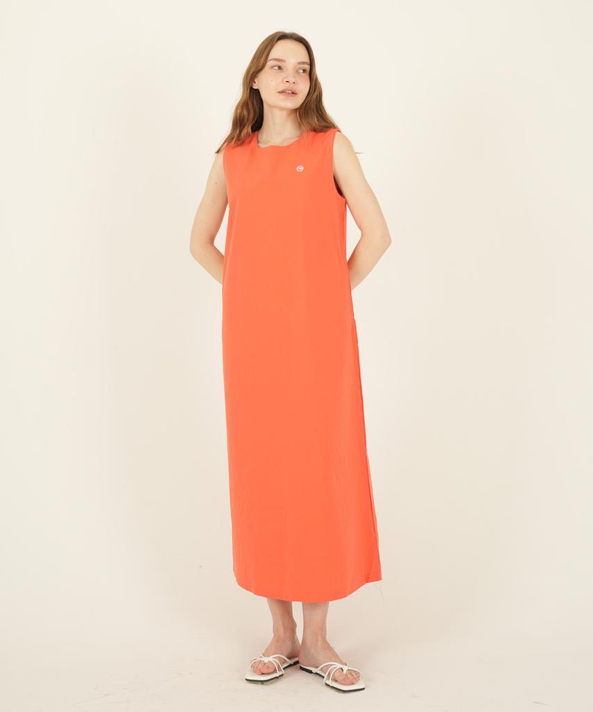 THE-ABON Women'S Summer Cotton Sleeveless Long Dress Beige