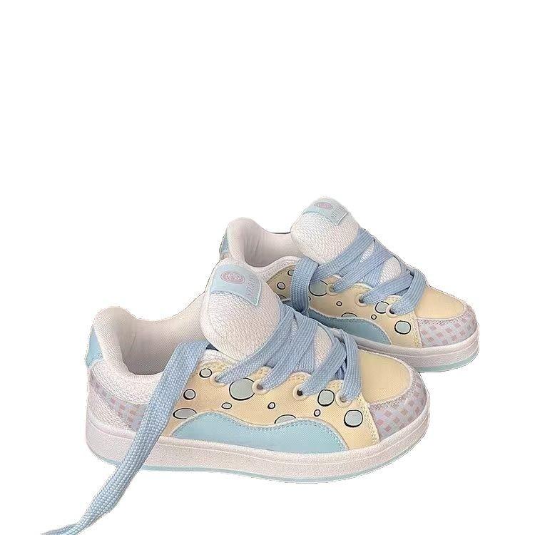 Hong Kong Style Cute Bubble Powder Bread Shoes Ins2025 Spring New Versatile Sports and Leisure Board Shoes