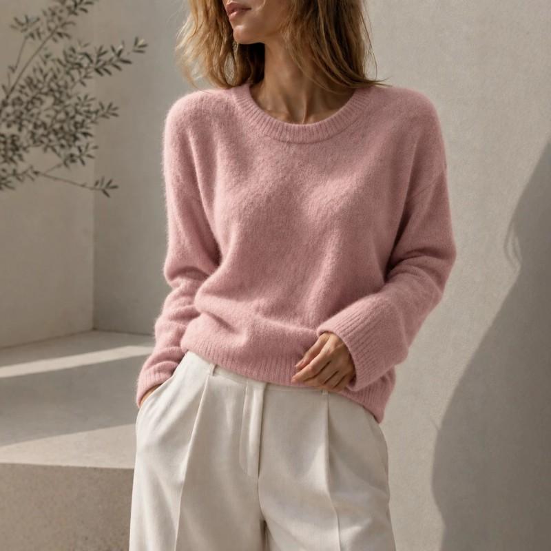 Womens Loose Fit Knit Sweater Long Sleeve Soft Pullover Fall Winter Casual Wear