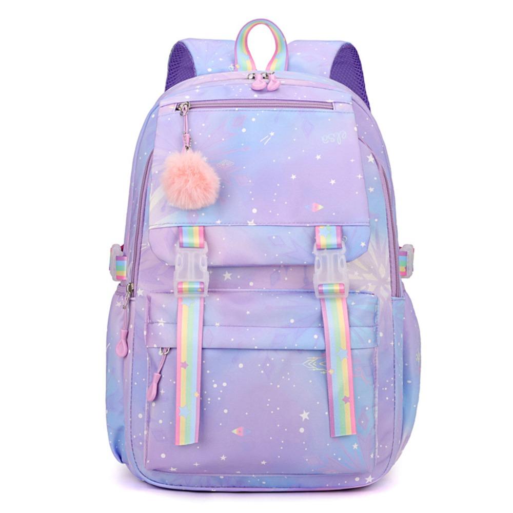 Multiple Pockets Nylon Backpack Lightweight School Backpack Students School Bag  School фиолетовый