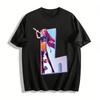 Cool Sword-wielding Red-haired Girl Print Short-sleeve T-shirt Casual Street Style Loose Top Pure Cotton T-shirt