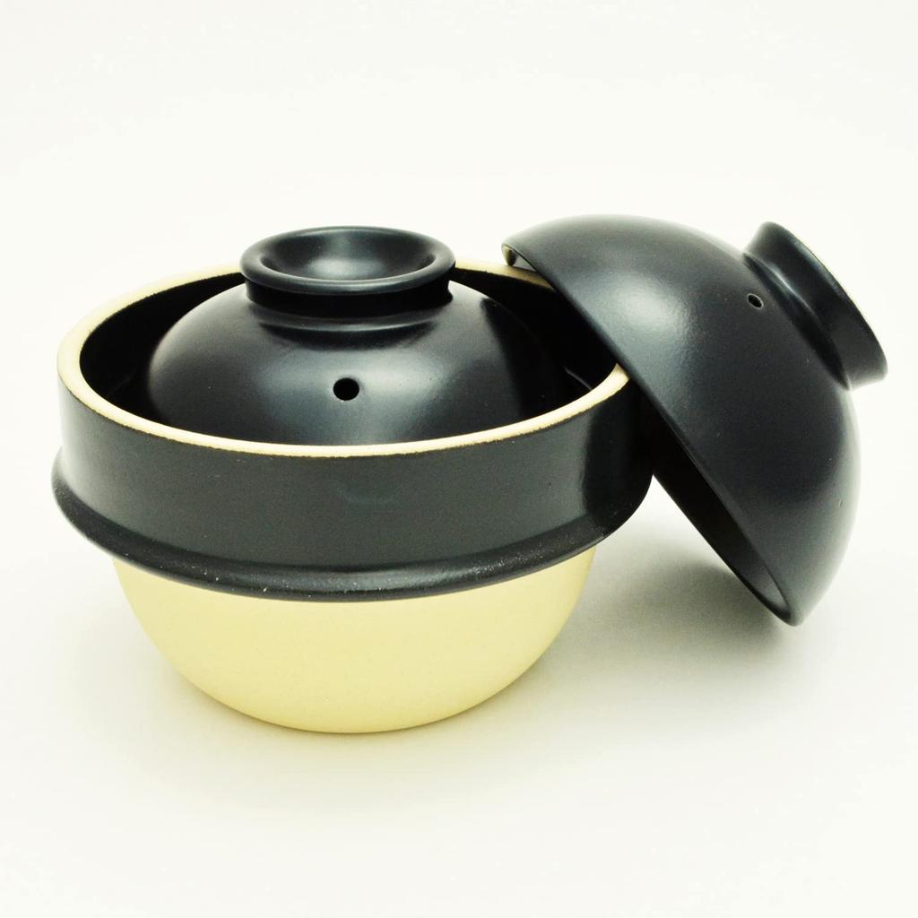 Tsukamoto Mashiko Ware Kamacco Rice Cooker, 14cm, Black, KM-2
