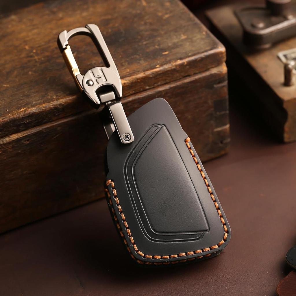 Leather Key Fob Cover, Compatible with -2025 2026 GMC Yukon Denali Sierra, For Chevy Silverado Suburban Tahoe Buick etc, Retro Style Design Key