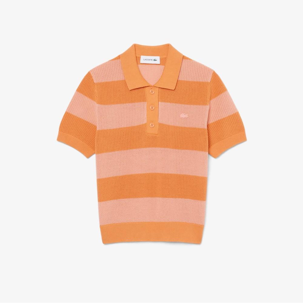 Lacoste Women's Summer Stripe Short-Sleeve Polo Sweater AF9847-56G4IM