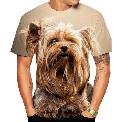 Rundhals Kurzarm T-Shirt Neueste Mode Niedlichen Hund Yorkshire Terrier 3D Gedrucktes T-Shirt Tier Lustiges Lässiges
