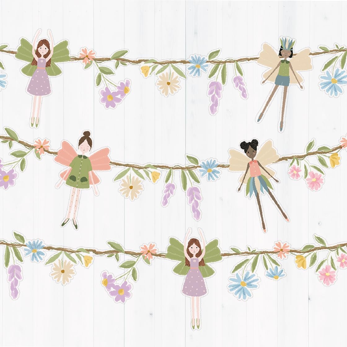 Cheerland Fairy Party Banner Garden Fairy Garland Enchanted Flower Hanging Fairies Decor for Woodland Birthday Girl Baby Shower Fairytale Classroom