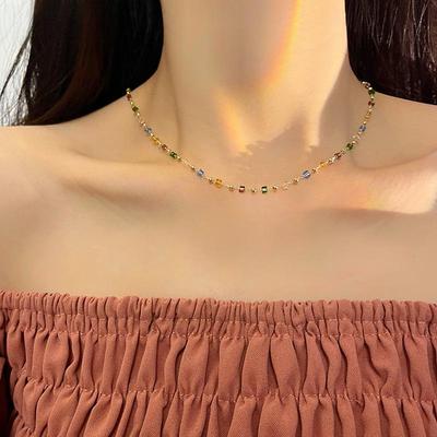 "Sommer Kristall Perlen Choker Halskette - Elegant für Frauen designt"