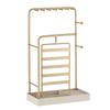 Jewelry Stand for Dresser with Rotating Earring Panel, Vertical Necklace Bracelet Holder, Metal Countertop Display Storage for Vanity Use