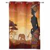 Cortinas Siluetas Mujer Africana Jirafa Elefante para Dormitorio Sala de Estar Cortinas Cocina Habitación Infantil Cortina de Ventana Decoración del Hogar