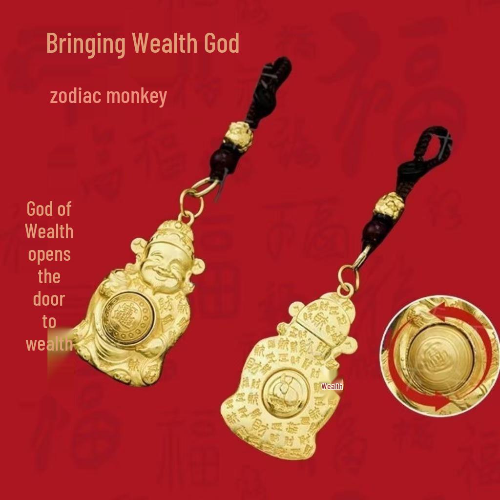 2025 Year of the Snake Pixiu Zodiac Keychains - Rotating God of Wealth Metal Pendants