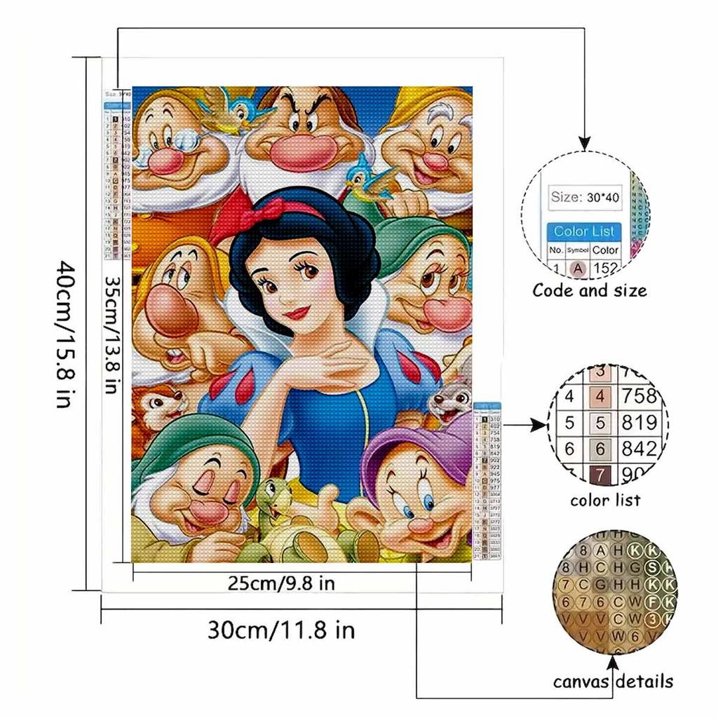 DIY Diamond Painting Princess and Dwarf Cross Stitch Kit Mosaic Art Diamond Painting Full Circle Diamond Home Decoration