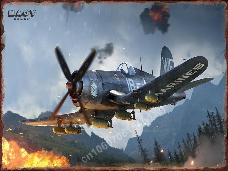 Vintage Retro Airplane Car Metal Tin Sign Plates Wall Decor Posters for Living Room House Art Paintings Pictures Murals