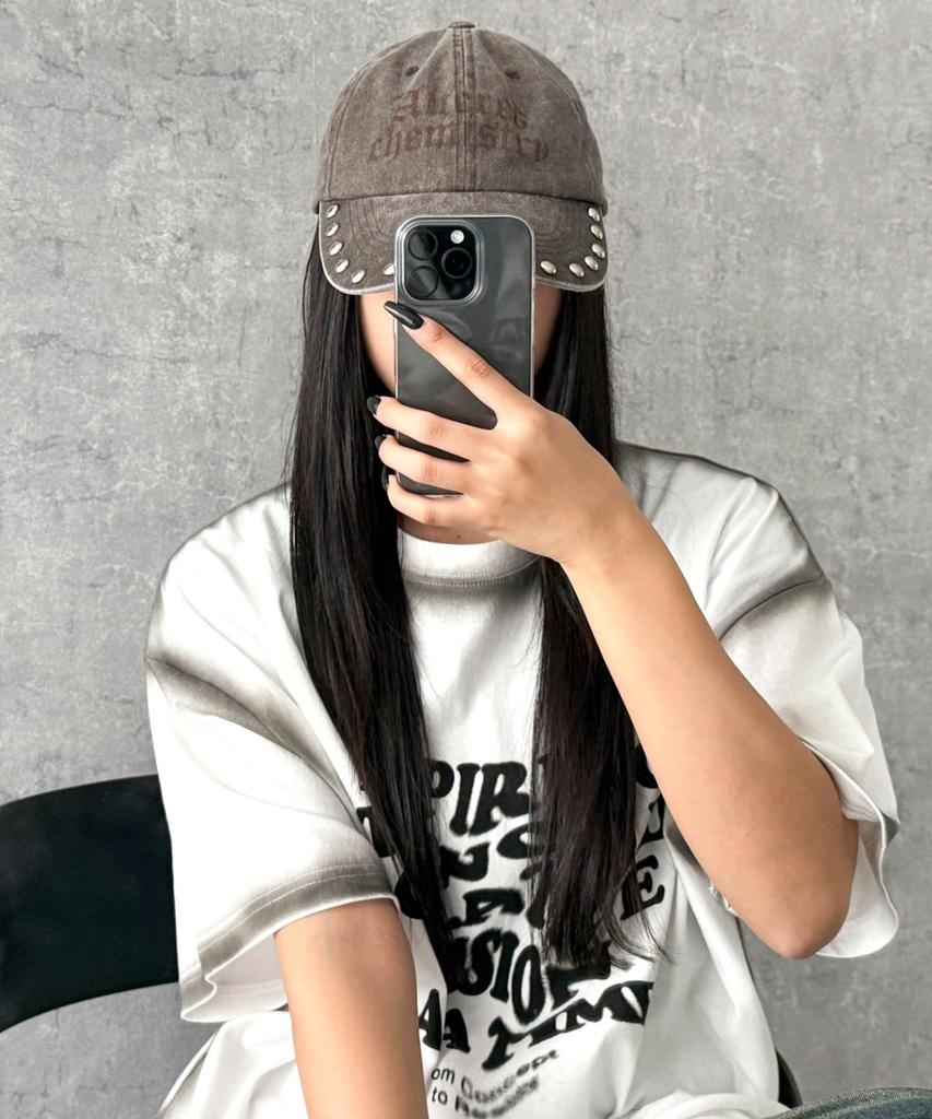 WEGO Pigment Stud Korean Street Size Brown Cap, Style, Gift, Women's, F,