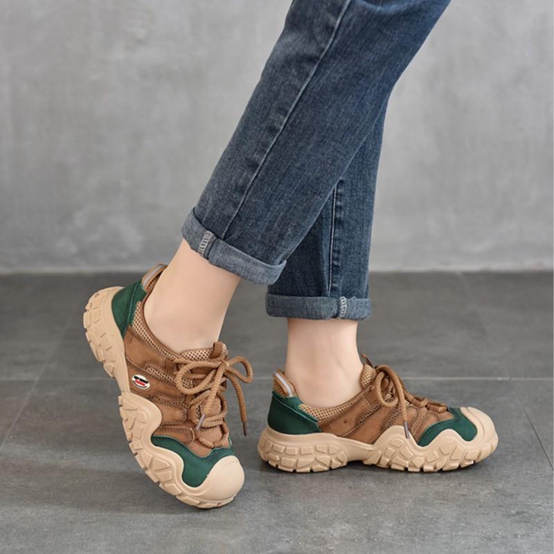 Johnature Pantofi sport din piele naturală pantofi cu șireturi pantofi damă din piele de vacă ocazional și versatili