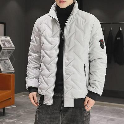 Casaco de Algodão Masculino de Inverno com Gola Alta - Jaqueta Grossa, Quente, Cor Sólida