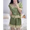 Sweet And Pure Lace Lace Summer Skin-Friendly And Comfortable Short-Sleeved Shorts Two-Piece Set Loungewear
