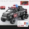 La scară 1/28 Ford Raptor F150 6X6 Pickup Truck Model de mașină de jucărie turnată sub presiune, Vehicul de jucărie cu sunet și lumină pentru copii mici, colecție de cadouri