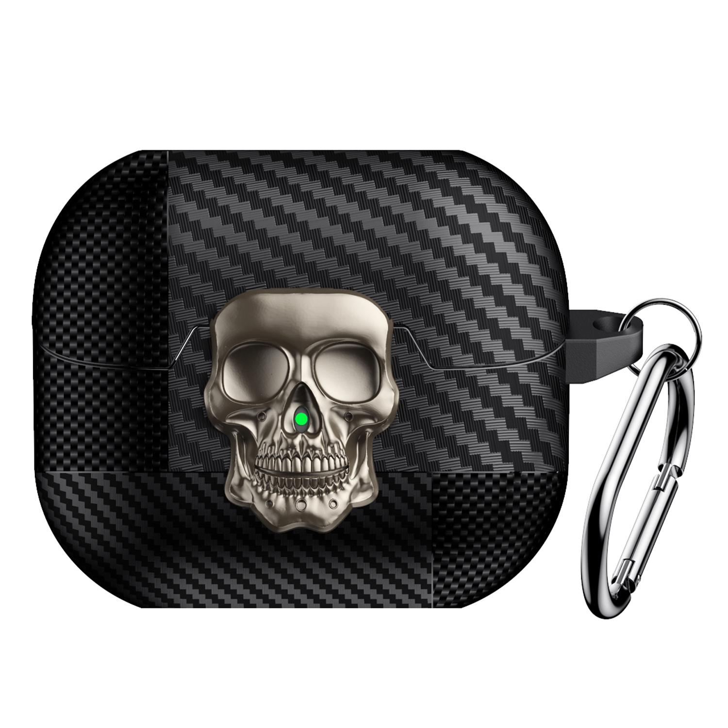 

Для Samsung Galaxy Buds3 Pro/Buds3 Захисний чохол Дизайн Череп Застібка-клік ТПУ + Метал Чохол для навушників з карабіном C