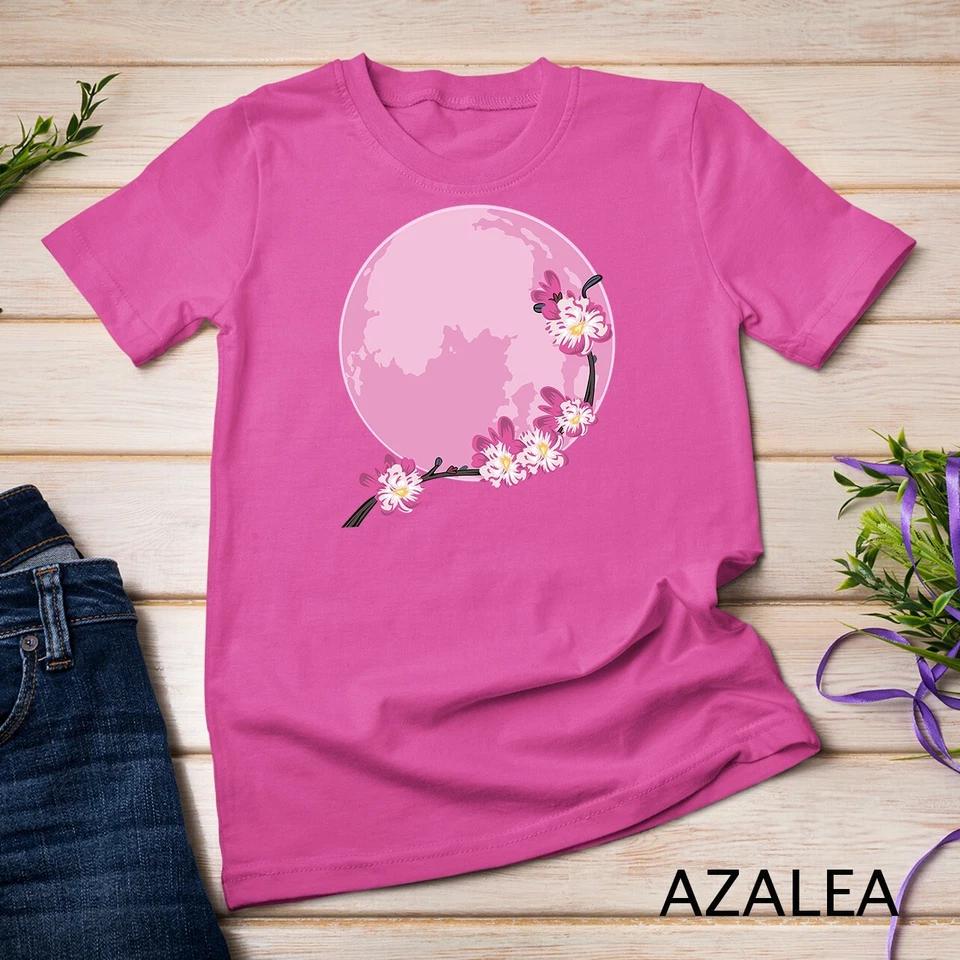 Pink Moon Sakura Flowers Japanese Cherry Blossom Flowers Unisex T-shirt 7 XL