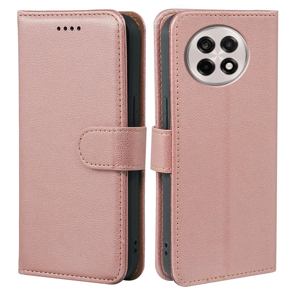 

For OnePlus Ace 5 5G/Ace 5 Pro 5G/13R 5G Case RFID Blocking Wallet Litchi Texture Leather Phone Cover Magnetic Clasp Rose Gold