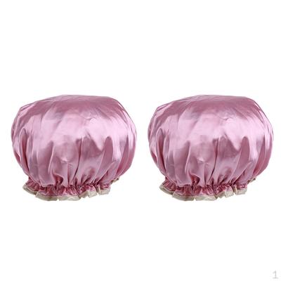 2 Packs Women Waterproof Shower Hat Elastic Double-Layer Bath Cap