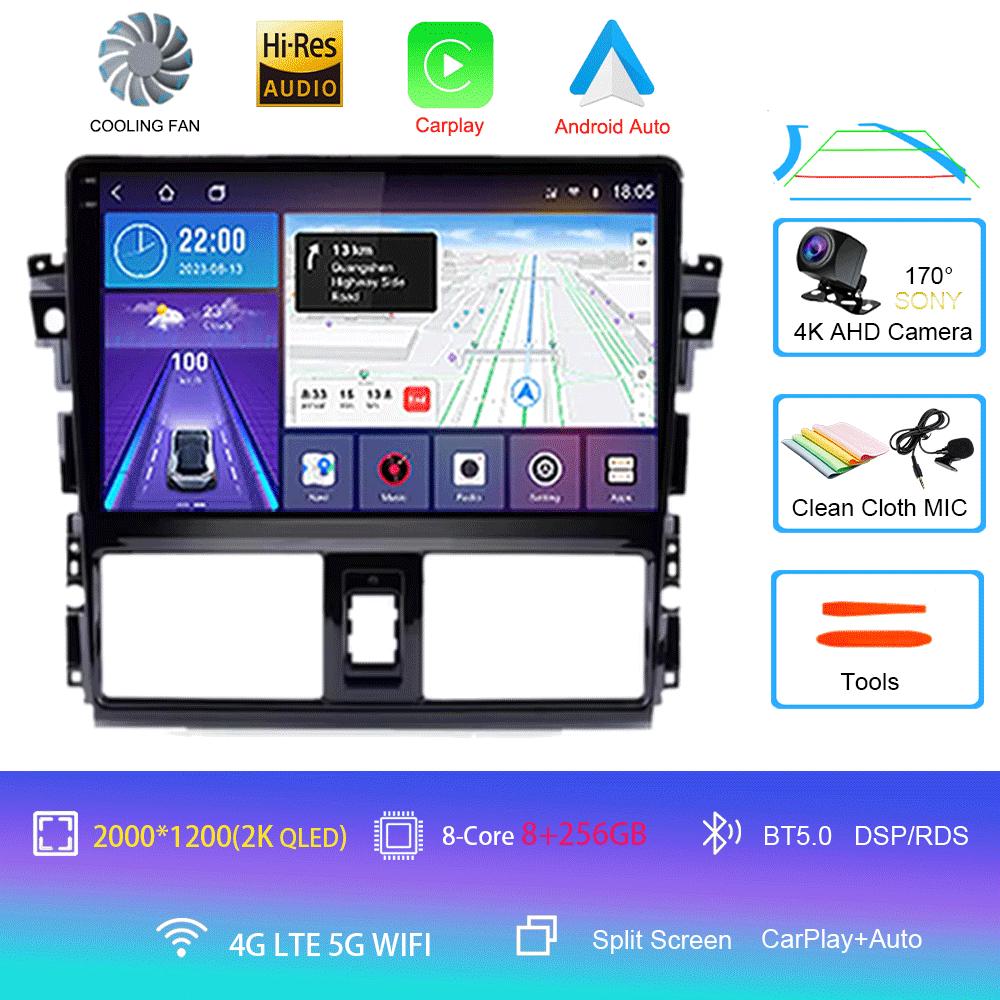 Android 14 For TOYOTA VIOS YARIS 2013 2014 2015 2016 Multimedia Video Player Car Radio GPS Navigation NO DVD 2 Din Carplay New