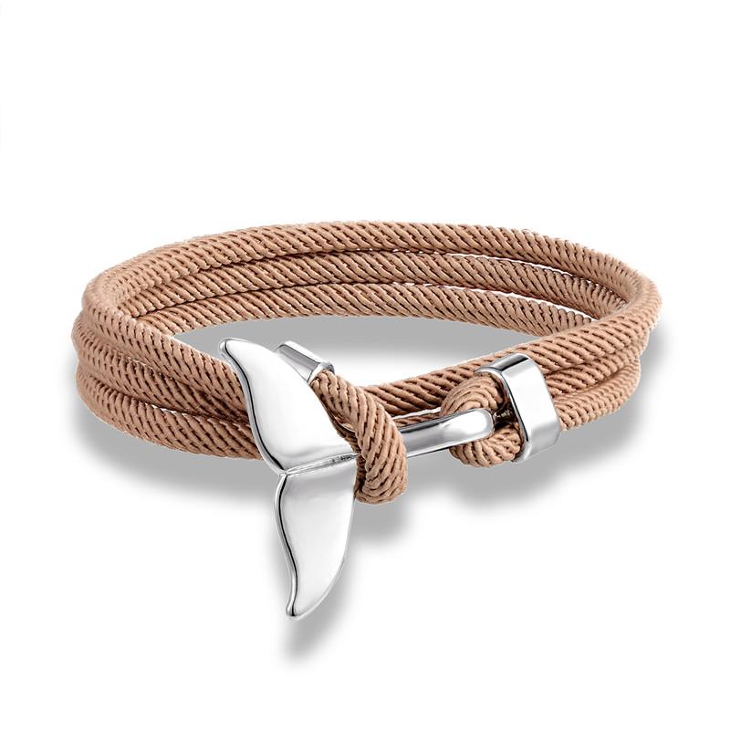 Whale Tail Anchor Bracelets Men Multilayer Charm Rope Chain Bracelet Male Women Navy Wrap Metal Sport Hook