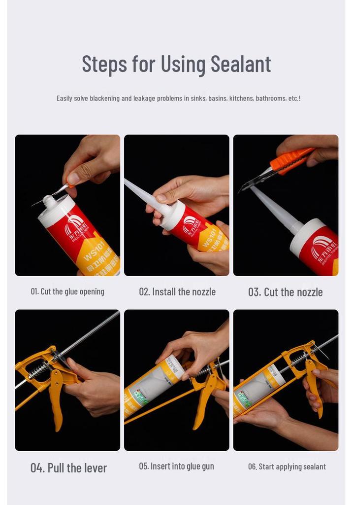 Yuhong Transparent Anti-Mold Waterproof Silicone Sealant for Kitchen, Bathroom, Window, Door, and Toilet.