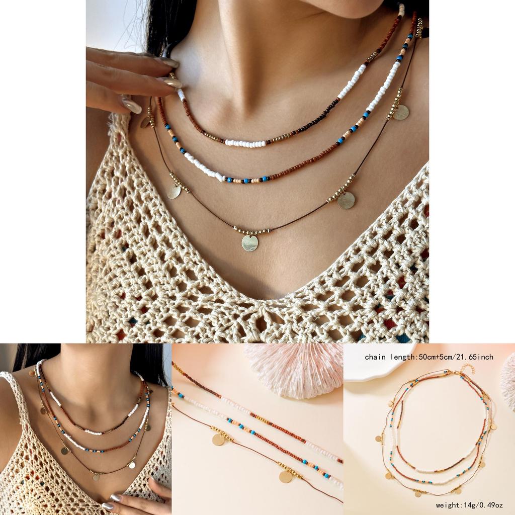 Bohemian Beaded Necklace Jewelry With Acrylic Pendants For Fashionable Women