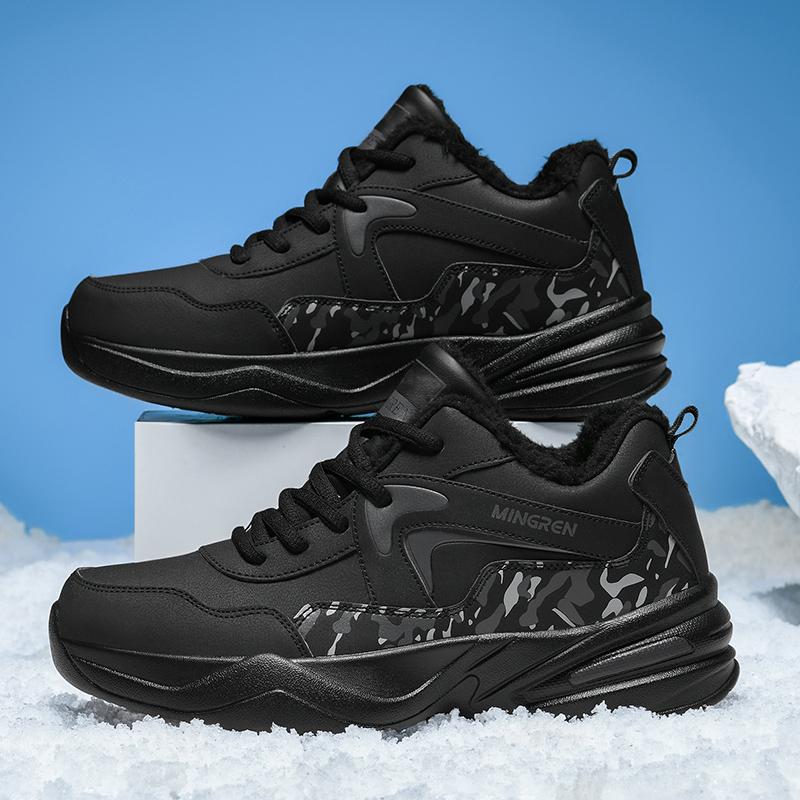 

Модные мужские хлопковые туфли с высоким верхом, повседневные зимние ботинки, водонепроницаемые теплые зимние ботинки, мужские походные ботинки, кроссовки для скалолазания, мужские 47 чёрный
