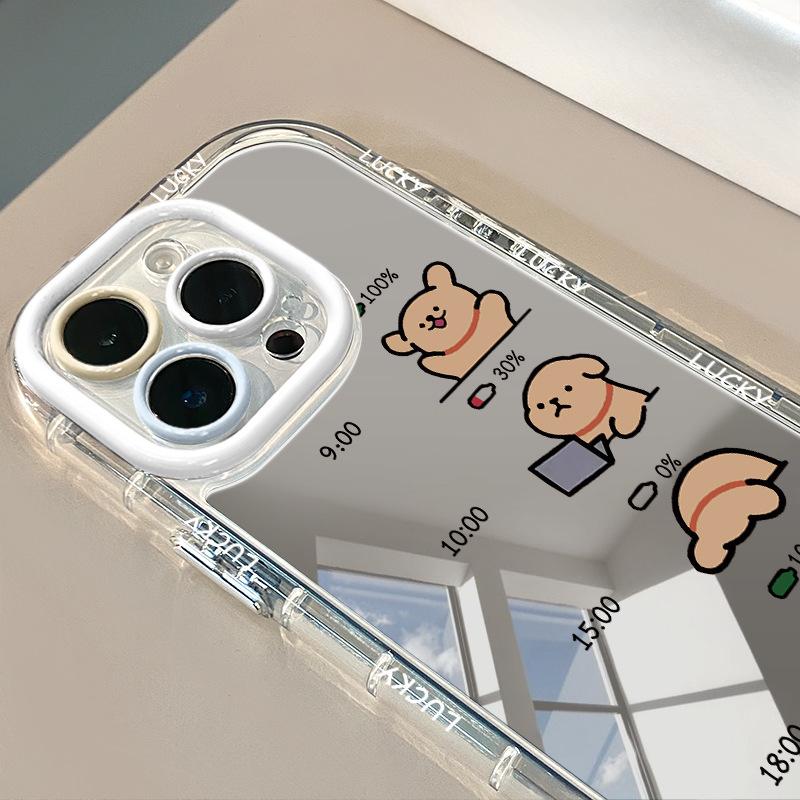 Ins Kreativer Einfacher Welpenspiegel Geeignet für Creme Schale Apple 15 IPhone 14/16promax Cartoon