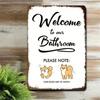 Vintage Metal Tin Sign Dog Toilet Humor Wall Art Bathroom Decor