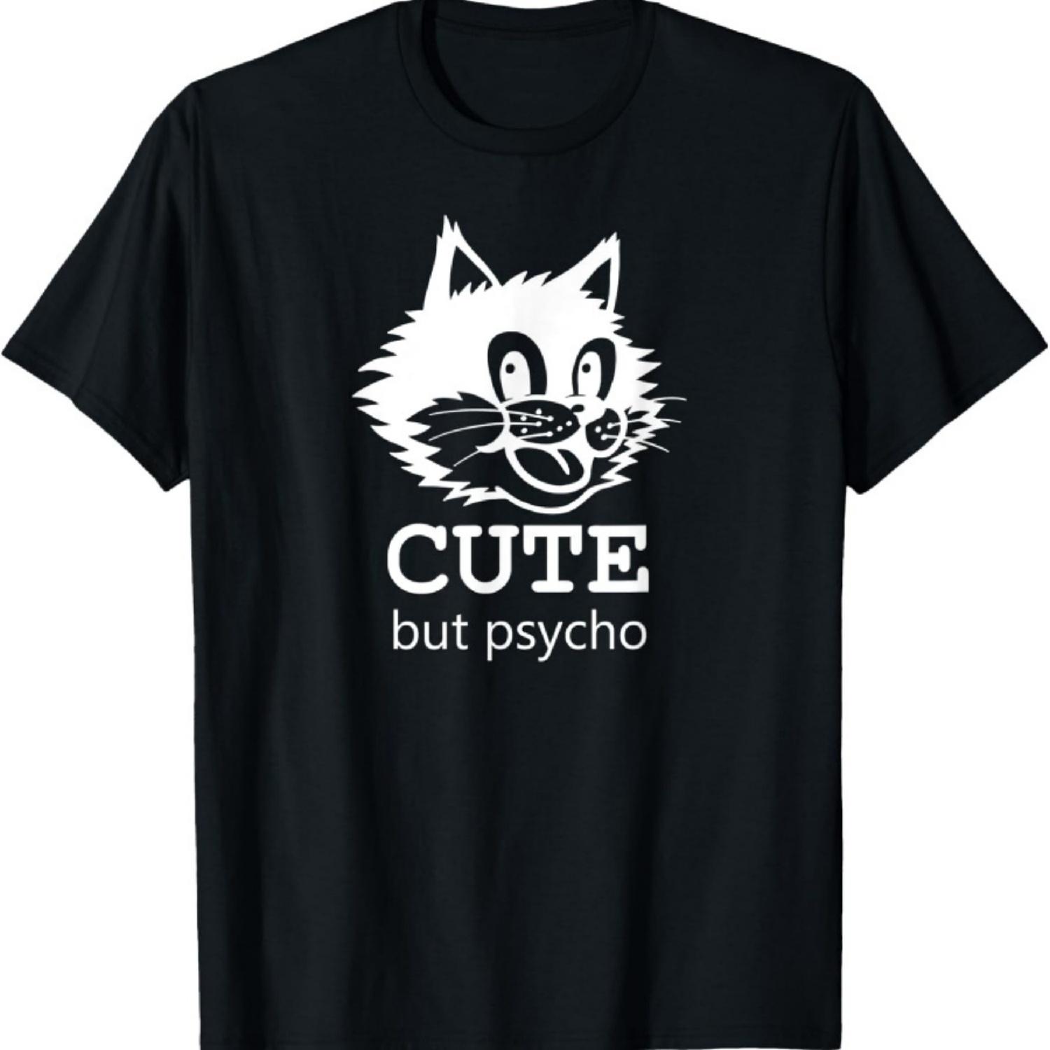 

Cute but Psycho Smiling Cat Face Cat Lover T-Shirt XXXXXL чёрный