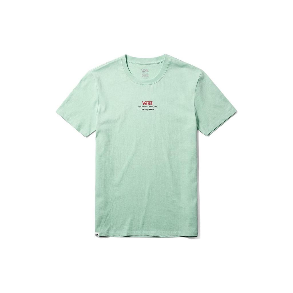 Vans Solid Color Letter Print Round Neck Short Sleeve T-Shirt Unisex Tops Green VN0A3ZO7V60