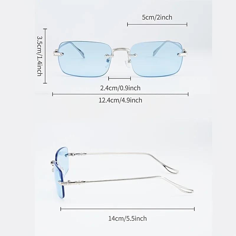 Fashionable Retro Square Unisex Frameless Sunglasses UV Protection Street Style Versatile Slimming Design for Men And Women