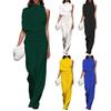 One Piece Jumpsuits for Women Casual Sleeveless Mock Neck Wide Leg Rompers Summer Ruched Vacation Outfits with Pockets