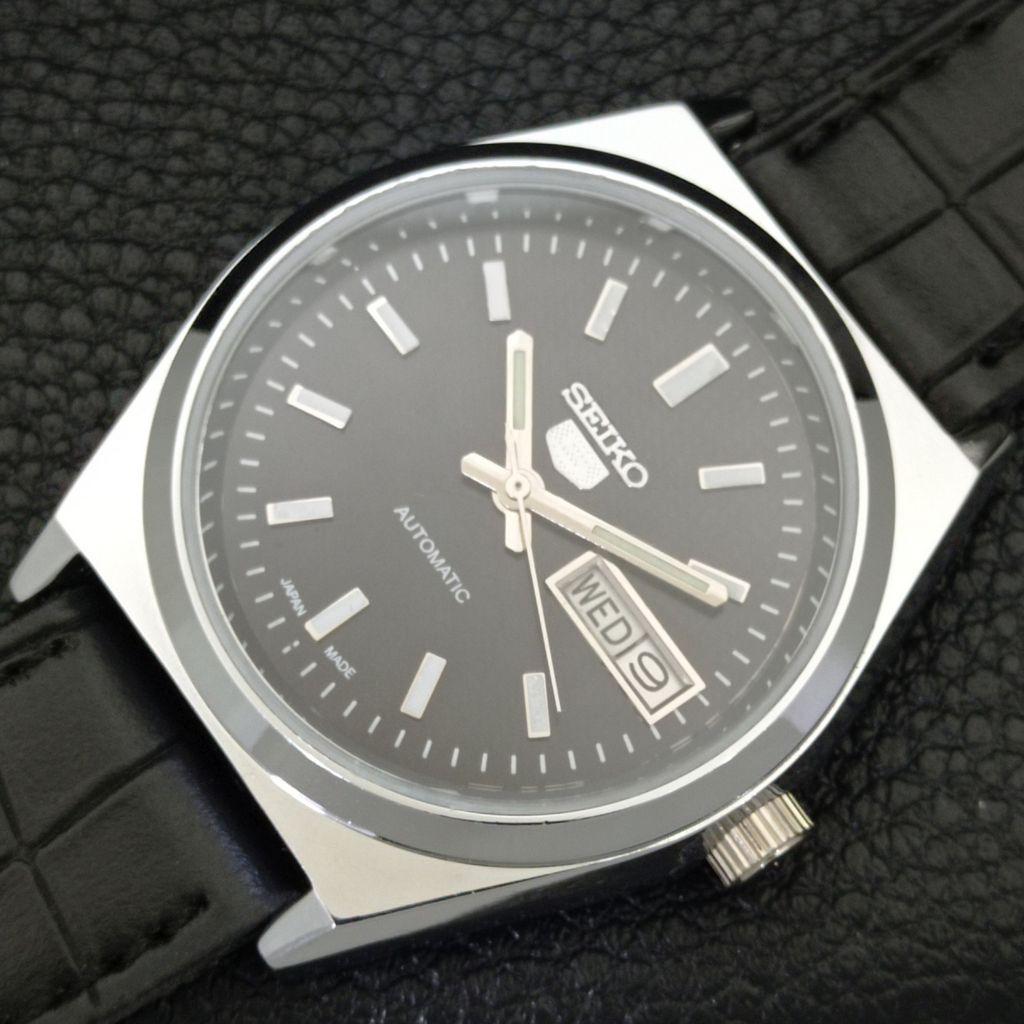 JAPAN VINTAGE SEIKO 5 AUTOMATIC REFURBISHED MENS BLACK DIAL WATCH a440658-4 Sk-a440658