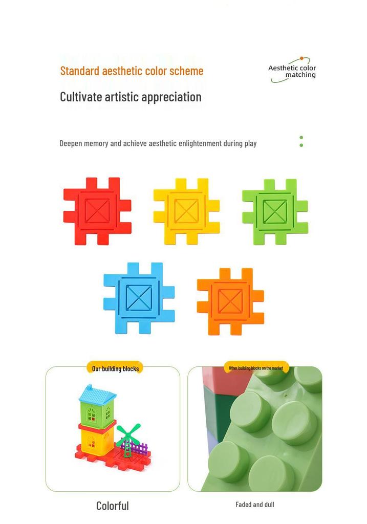 Educational Building Blocks Set for Kids: Large Particle Assembly Toy for Ages 3 to 6, featuring a Small Villa Design