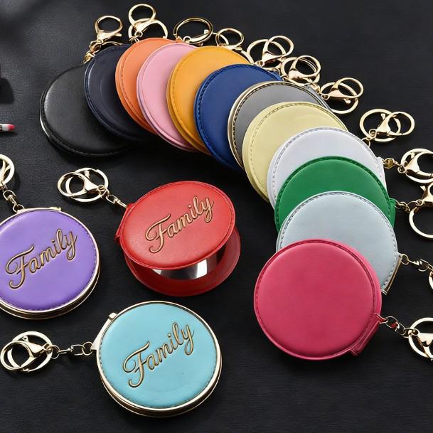 Personalized Candy Color Portable Folding Double-Sided Makeup Mirror with Engraved Name