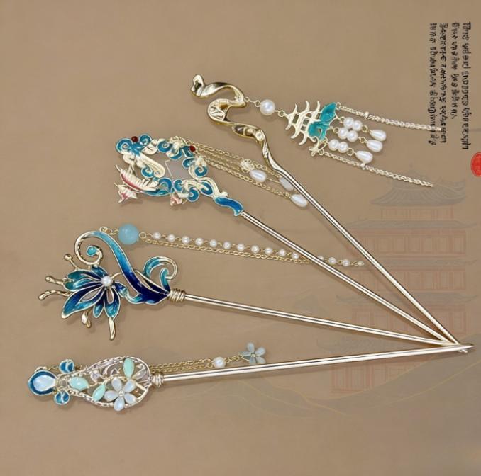 Chinese Style Hanfu Women's Children's Hairpin Fringed Hair Accessories Swinging Hair Ornaments Skirt Accessories