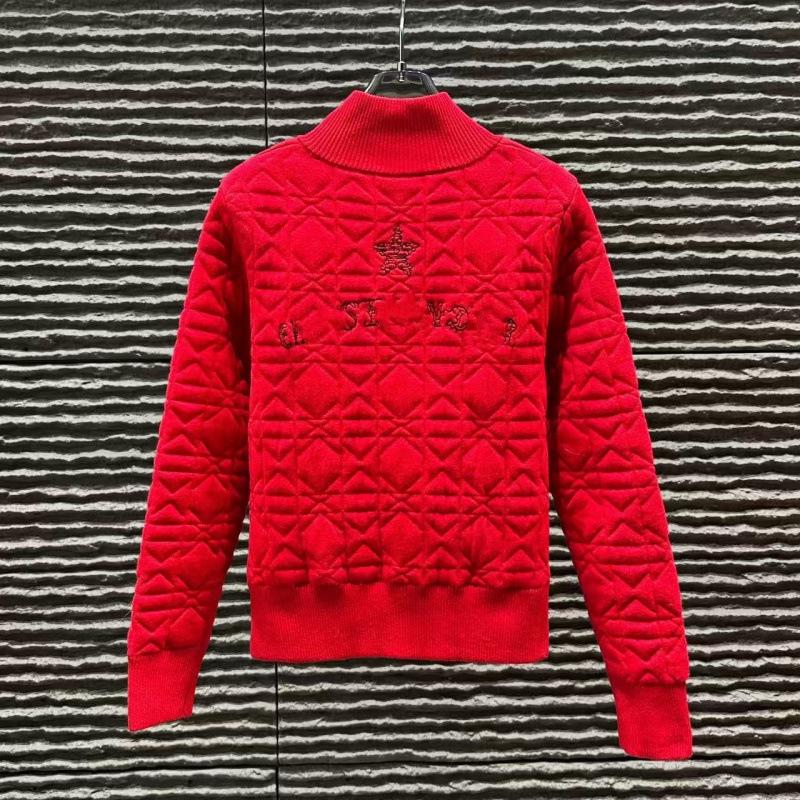 D Family 2025 A/W Diamond Embroidery Zipper Knit Cardigan - Age-Reducing Casual Outerwear