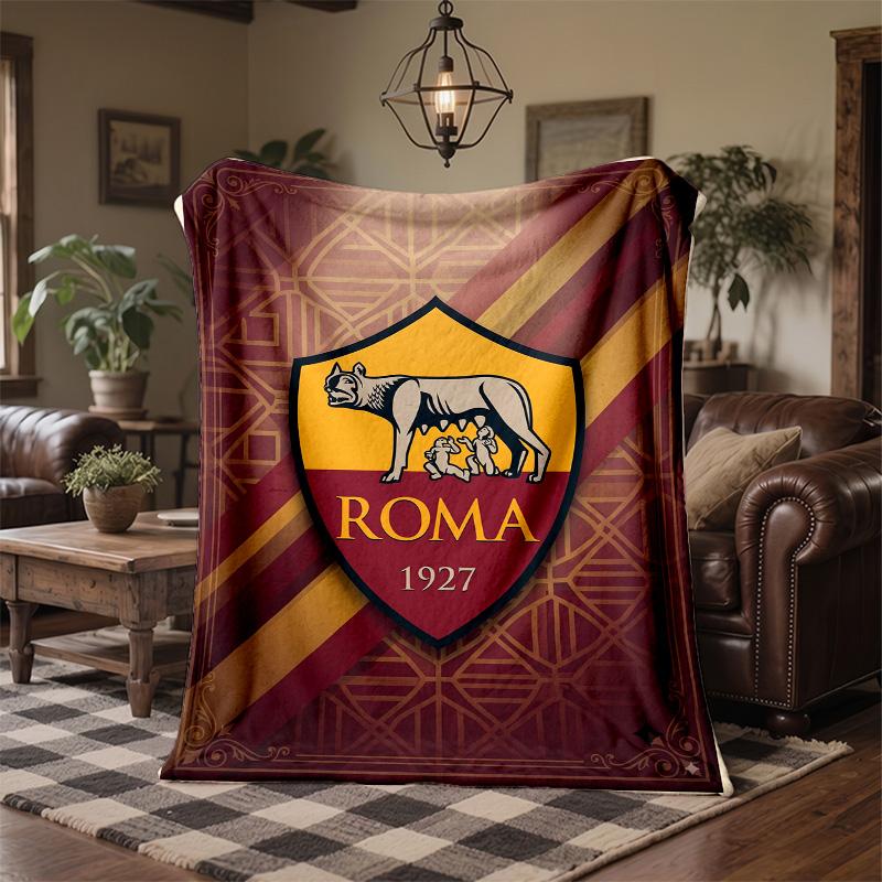 Coperta in Pile Tema AS Roma Morbida e Accogliente Coperta in Peluche per Camera da Letto Divano Viaggio