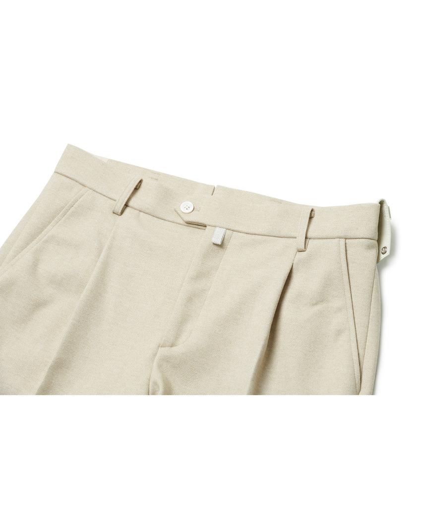 Mondiag Men'S Single-Pleat Herringbone Pants (Beige)