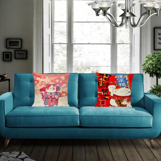 Cartoon Cat Printing Household Pillowcase Pillow Cover Decorative Pillowslip