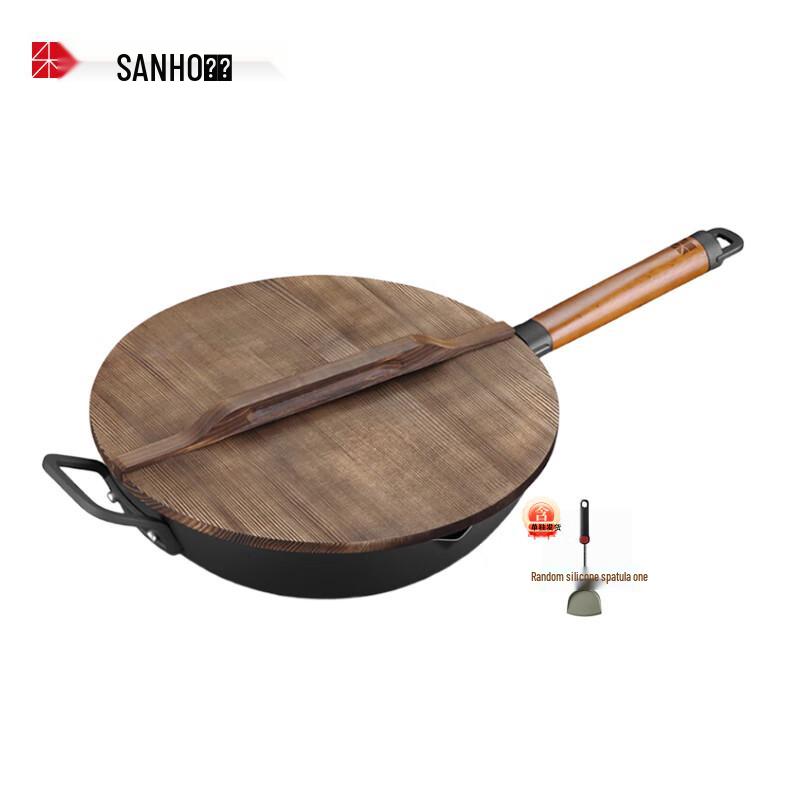 SANHO 34cm Non-Stick Pure Iron Wok