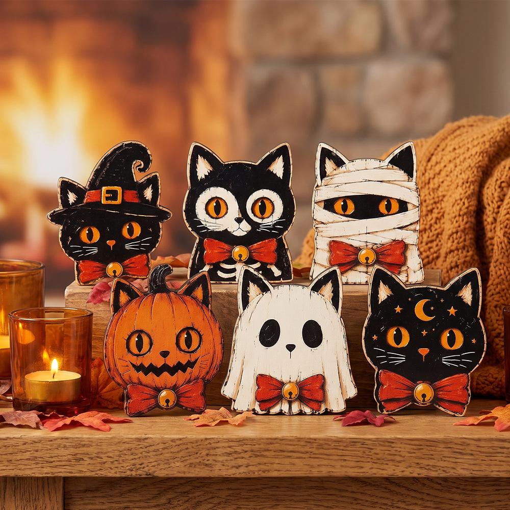 Halloween Wooden Ornaments, Halloween Party Night Scene Atmosphere, Home Gifts, Decorative Items, Handicrafts