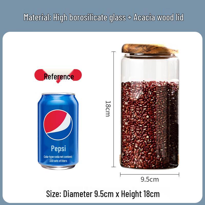 ZISIZ Glass Storage Jar with Acacia Wood Lid